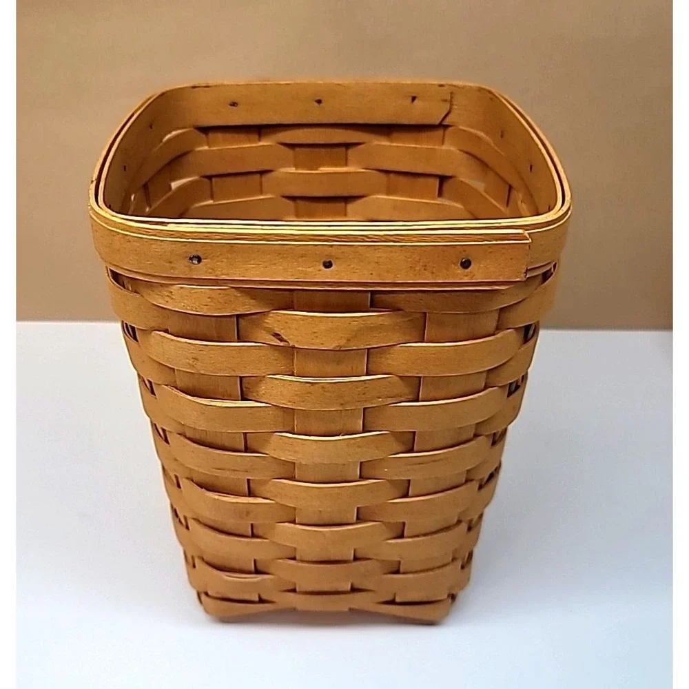 1999 Longaberger Utensil Basket Pink/White Stripe Fabric Insert-Artist Signed